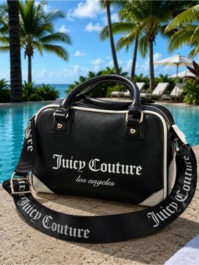 Juicy Couture Black & White Logo Satchel with Branded Strap
